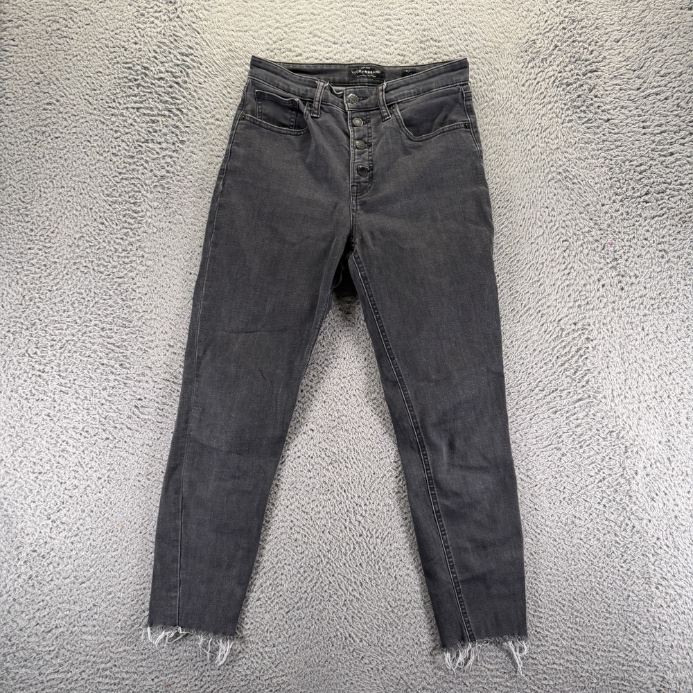 Lucky Brand Bridgette Jeans Womens 6 Black Denim Skinny Leg Button-Fly Stretch